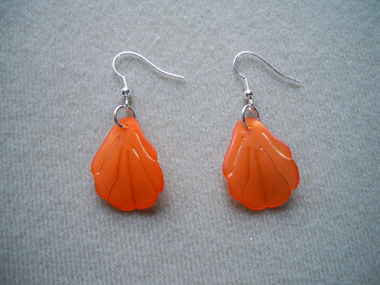 Boucles d'oreilles forme feuilles couleur orange