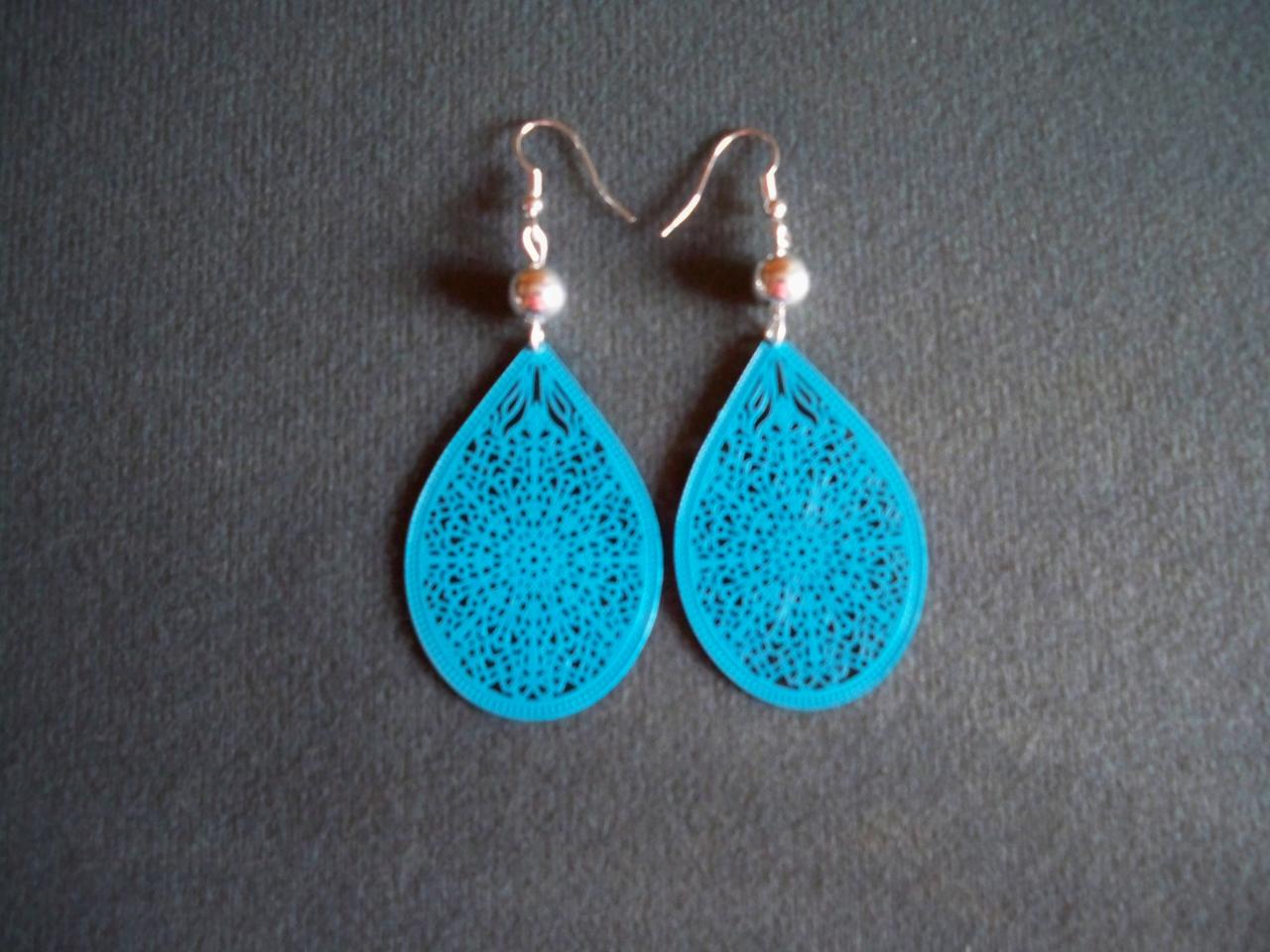 Boucles d'oreilles sequin Estampe goutte turquoise