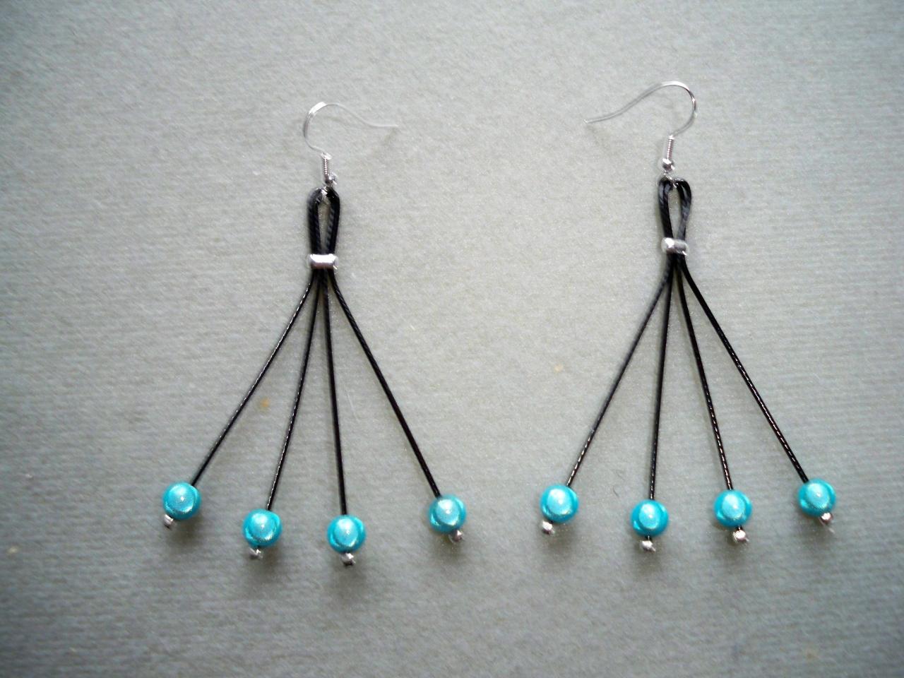 Boucles d'oreilles éventail perles turquoises