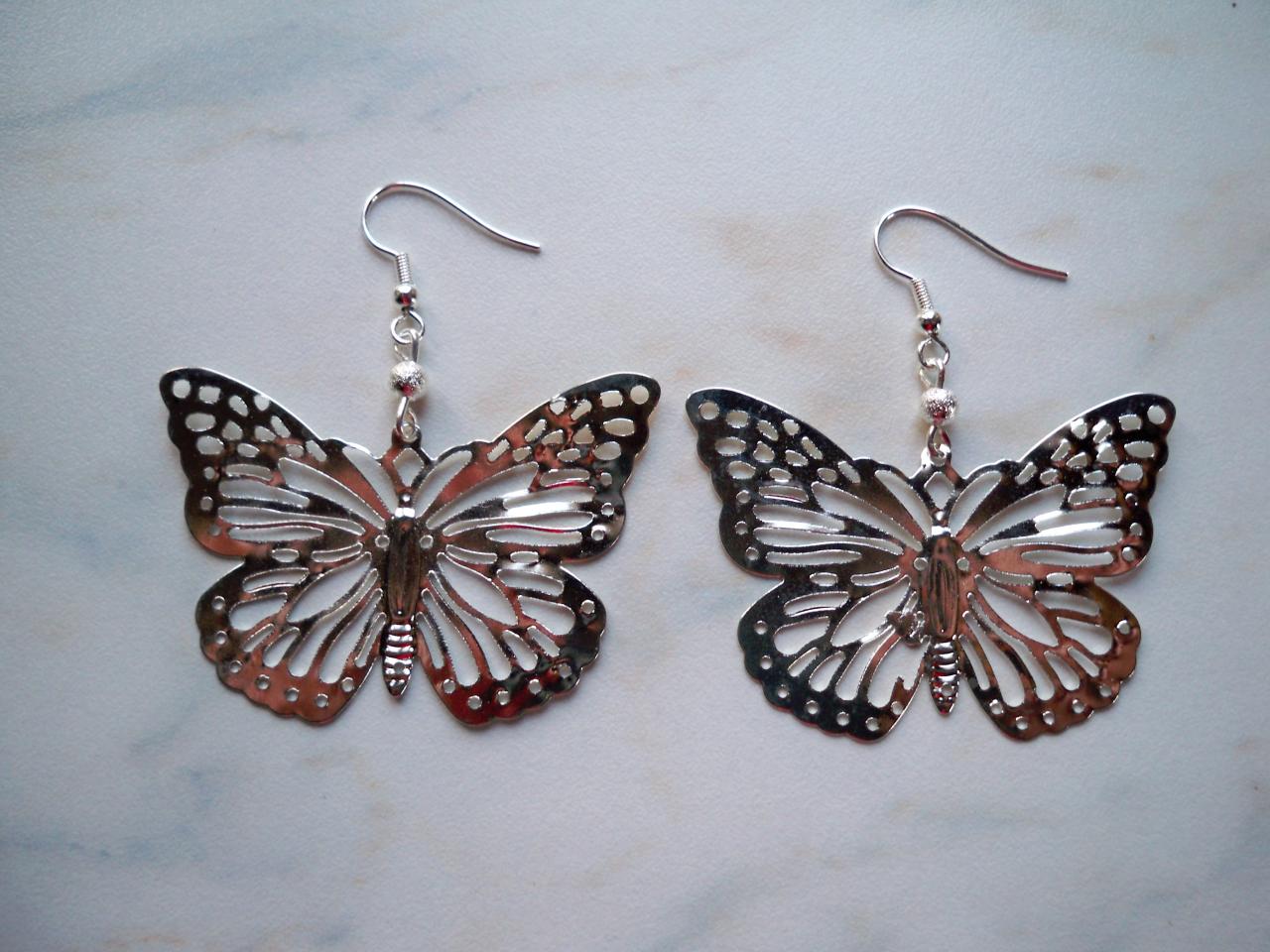 Boucles d'oreilles grand papillon métal