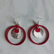 Nouveauté 2019 : Boucles d'oreilles anneau rouge, pastille métal