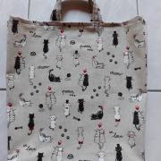 Le sac à tout en tissu, lavable, motif chats