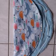 Tapis-pochon pieds au sec - motif poissons